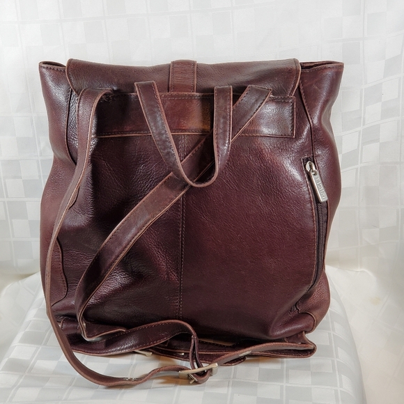 Vintage Piel Large Leather Buckleflap Backpack - Picture 3 of 7